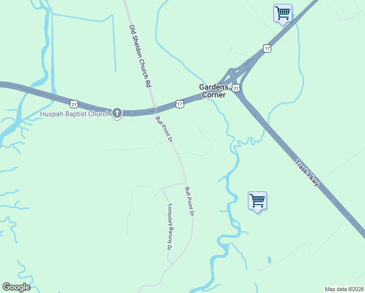 map of restaurants, bars, coffee shops, grocery stores, and more near 66 Bull Point Drive in Seabrook