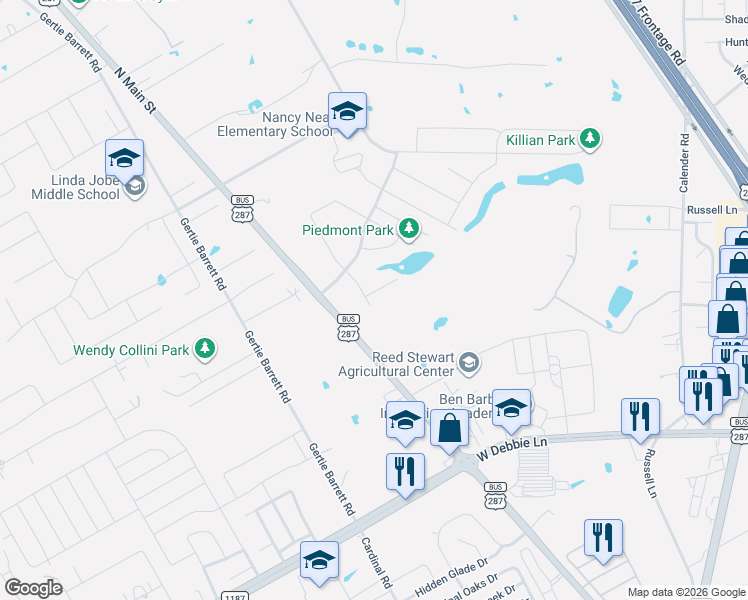 map of restaurants, bars, coffee shops, grocery stores, and more near 2414 Ravenwood Court in Mansfield