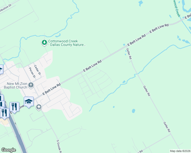 map of restaurants, bars, coffee shops, grocery stores, and more near 1200 East Belt Line Road in Wilmer