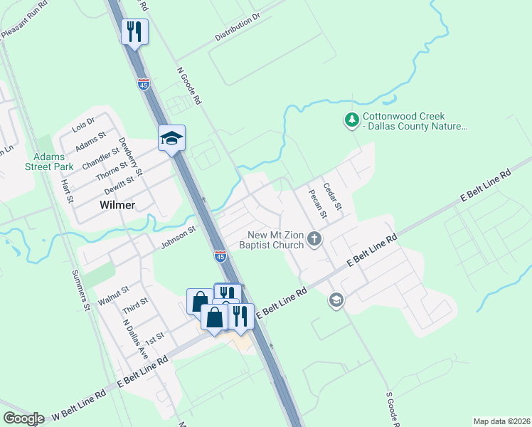 map of restaurants, bars, coffee shops, grocery stores, and more near 403 Richmond Drive in Wilmer