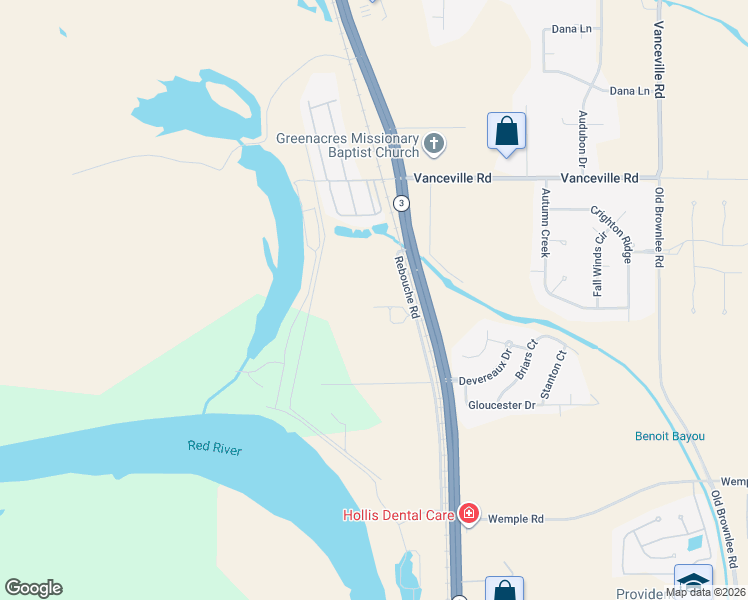 map of restaurants, bars, coffee shops, grocery stores, and more near 4733 Rebouche Road in Bossier City