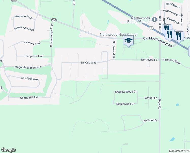 map of restaurants, bars, coffee shops, grocery stores, and more near 4800 Sandtrap Circle in Shreveport