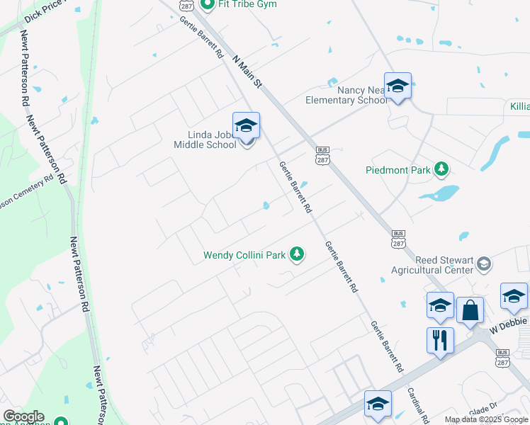 map of restaurants, bars, coffee shops, grocery stores, and more near 265 Country Meadow Drive in Mansfield