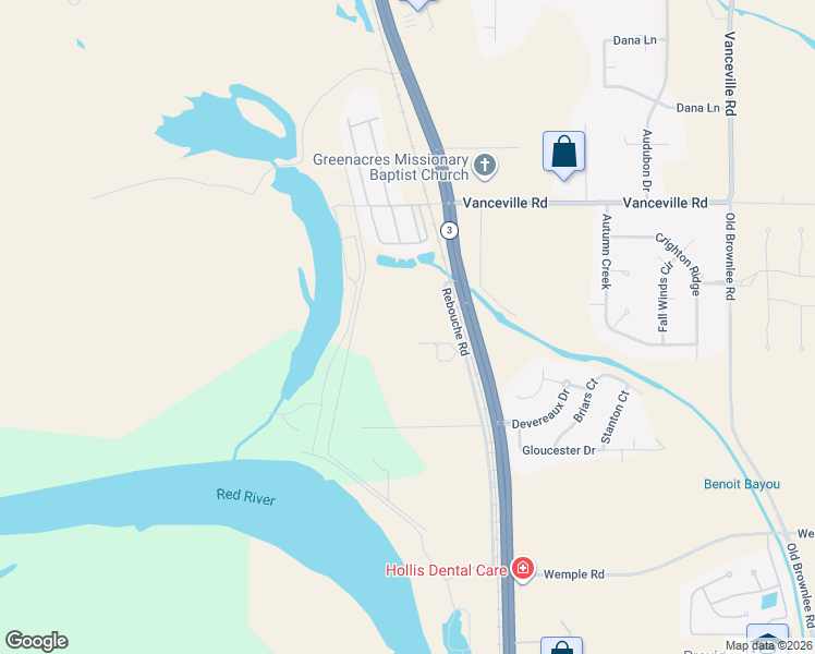 map of restaurants, bars, coffee shops, grocery stores, and more near 4733 Rebouche Road in Bossier City