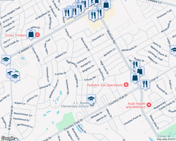 map of restaurants, bars, coffee shops, grocery stores, and more near 1439 New Haven Drive in Mansfield
