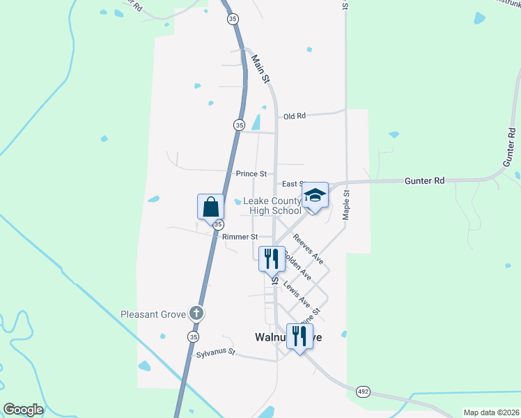 map of restaurants, bars, coffee shops, grocery stores, and more near 103 Summers Street in Walnut Grove