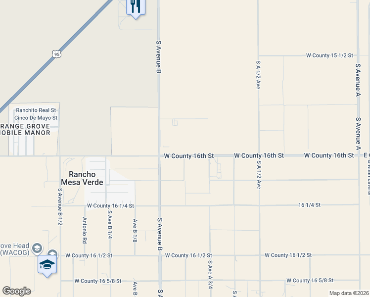 map of restaurants, bars, coffee shops, grocery stores, and more near 15877 South Avenue B in Somerton