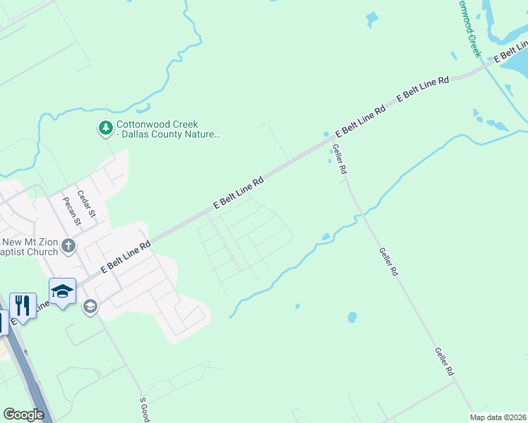 map of restaurants, bars, coffee shops, grocery stores, and more near 1250 East Belt Line Road in Wilmer