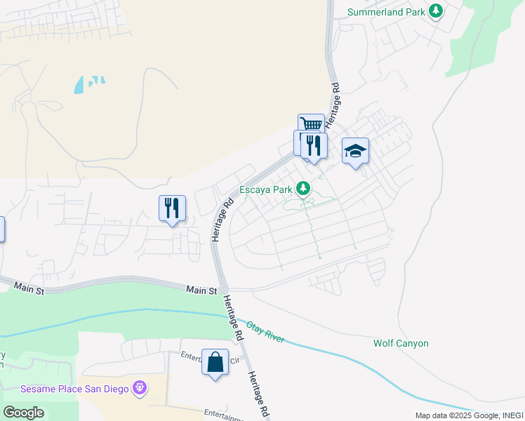 map of restaurants, bars, coffee shops, grocery stores, and more near 951 Camino Aldea in Chula Vista