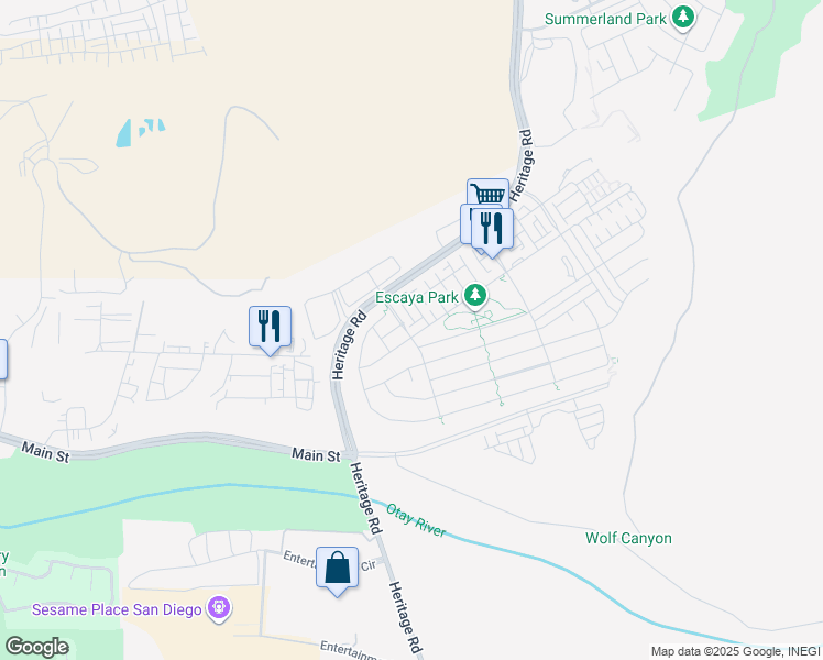 map of restaurants, bars, coffee shops, grocery stores, and more near 951 Camino Aldea in Chula Vista