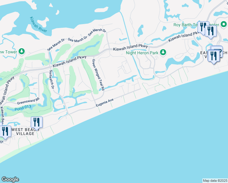 map of restaurants, bars, coffee shops, grocery stores, and more near 407 Amaranth Road in Johns Island