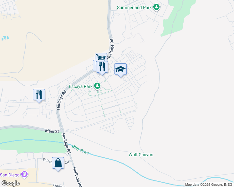 map of restaurants, bars, coffee shops, grocery stores, and more near 1127 Camino Levante in Chula Vista