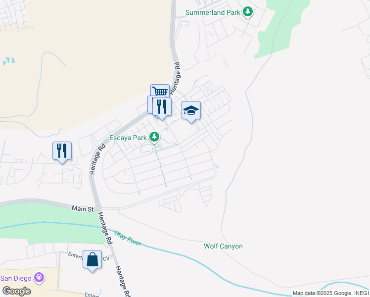 map of restaurants, bars, coffee shops, grocery stores, and more near 1127 Camino Levante in Chula Vista