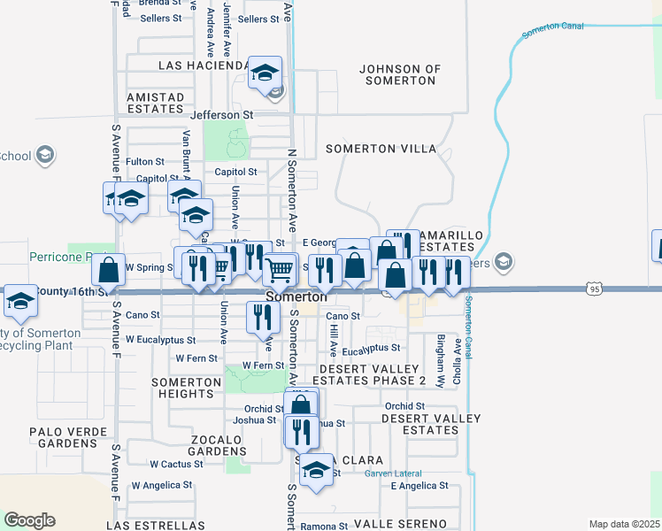 map of restaurants, bars, coffee shops, grocery stores, and more near 314-322 Musgrove Alley in Somerton