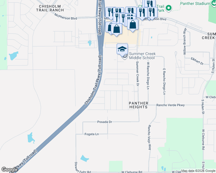 map of restaurants, bars, coffee shops, grocery stores, and more near 5632 McMahan Lane in Crowley
