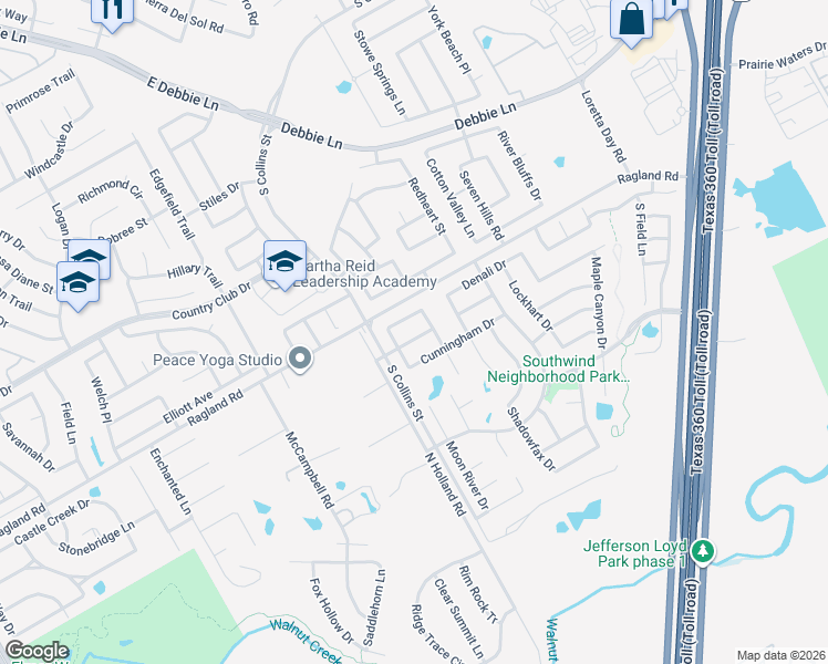 map of restaurants, bars, coffee shops, grocery stores, and more near 508 Moonrise Drive in Arlington