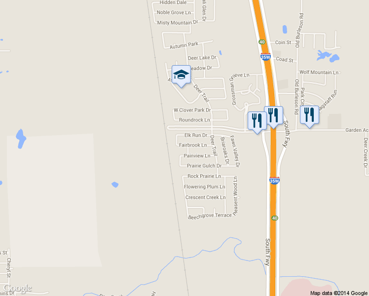 map of restaurants, bars, coffee shops, grocery stores, and more near 513 Fairbrook Lane in Fort Worth