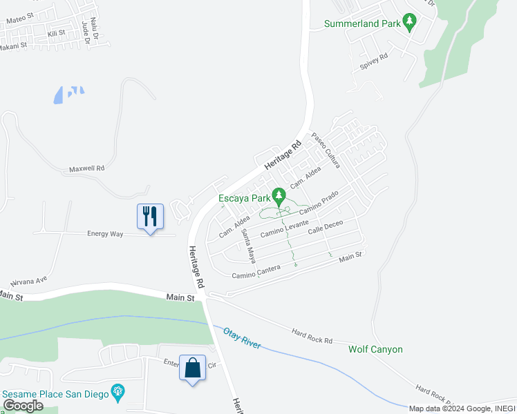 map of restaurants, bars, coffee shops, grocery stores, and more near 1005 Camino Aldea in Chula Vista