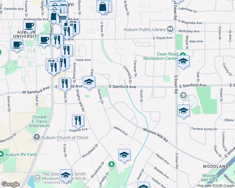 map of restaurants, bars, coffee shops, grocery stores, and more near 515 Godfrey Lane in Auburn