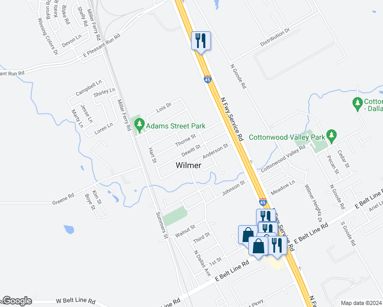 map of restaurants, bars, coffee shops, grocery stores, and more near 306 Dewitt Street in Wilmer