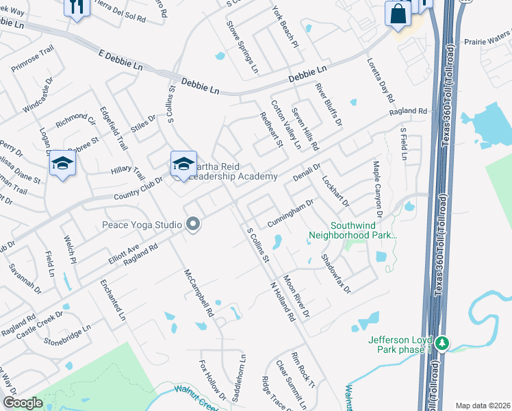 map of restaurants, bars, coffee shops, grocery stores, and more near 508 Moonrise Drive in Arlington