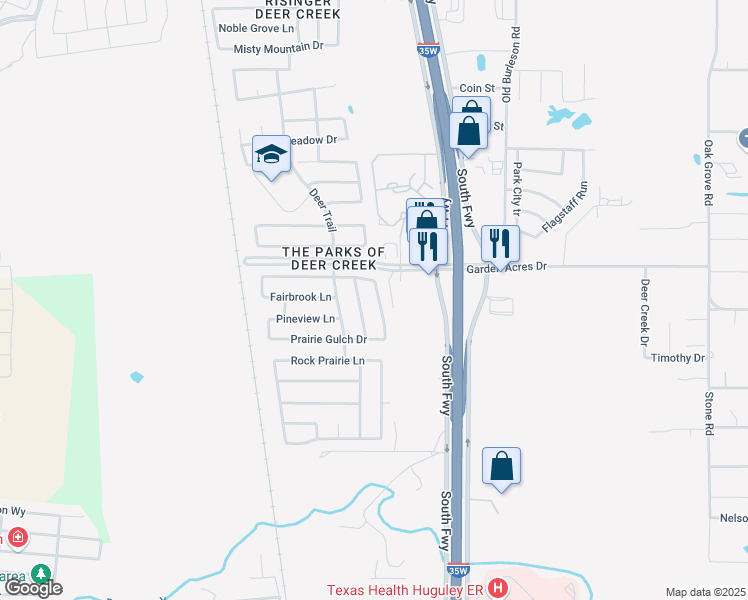 map of restaurants, bars, coffee shops, grocery stores, and more near 10900 Fawn Valley Drive in Fort Worth