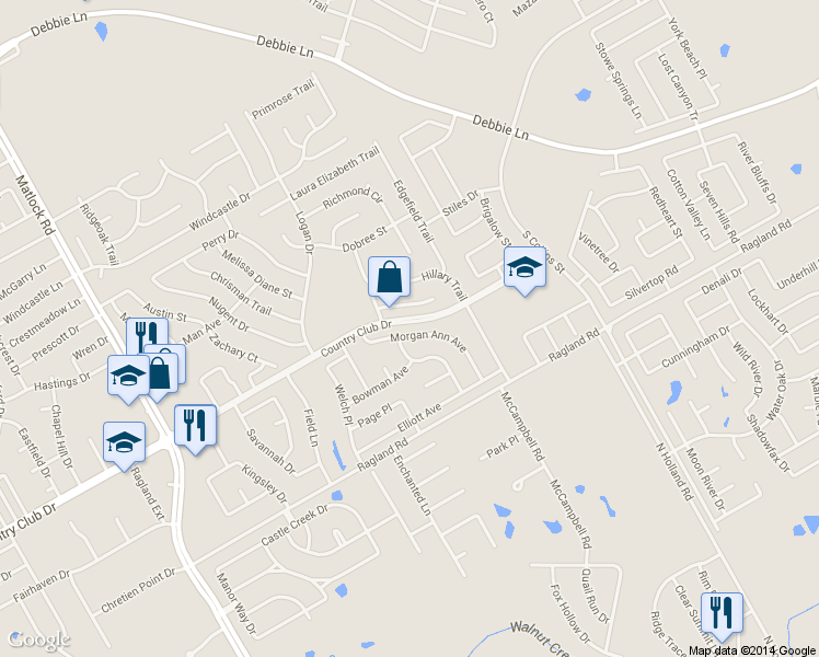 map of restaurants, bars, coffee shops, grocery stores, and more near 2605 Morgan Ann Avenue in Mansfield