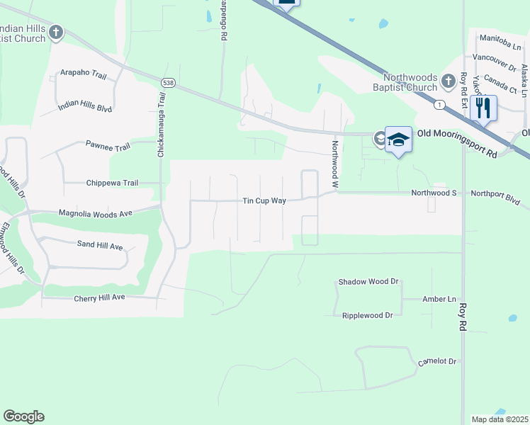 map of restaurants, bars, coffee shops, grocery stores, and more near 4867 Chipshot Lane in Shreveport