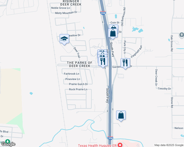 map of restaurants, bars, coffee shops, grocery stores, and more near 10817 Fawn Valley Drive in Fort Worth