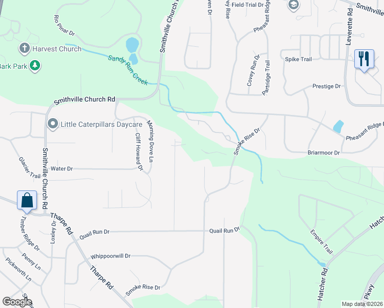 map of restaurants, bars, coffee shops, grocery stores, and more near 113 Black Oak Trail in Warner Robins