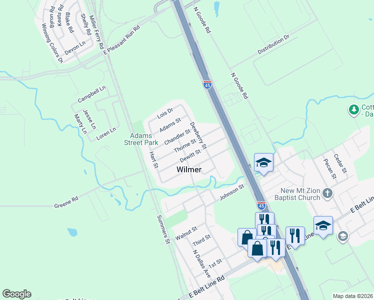map of restaurants, bars, coffee shops, grocery stores, and more near 306 Dewitt Street in Wilmer