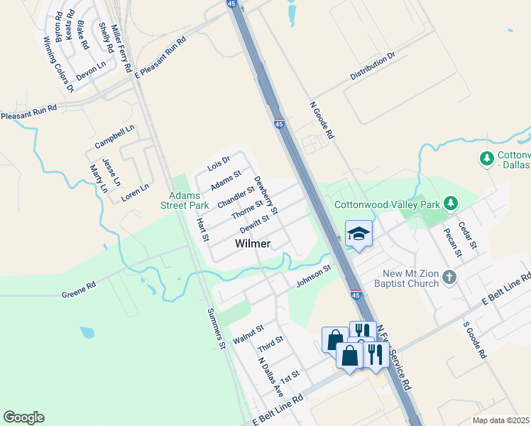 map of restaurants, bars, coffee shops, grocery stores, and more near 306 Dewitt Street in Wilmer