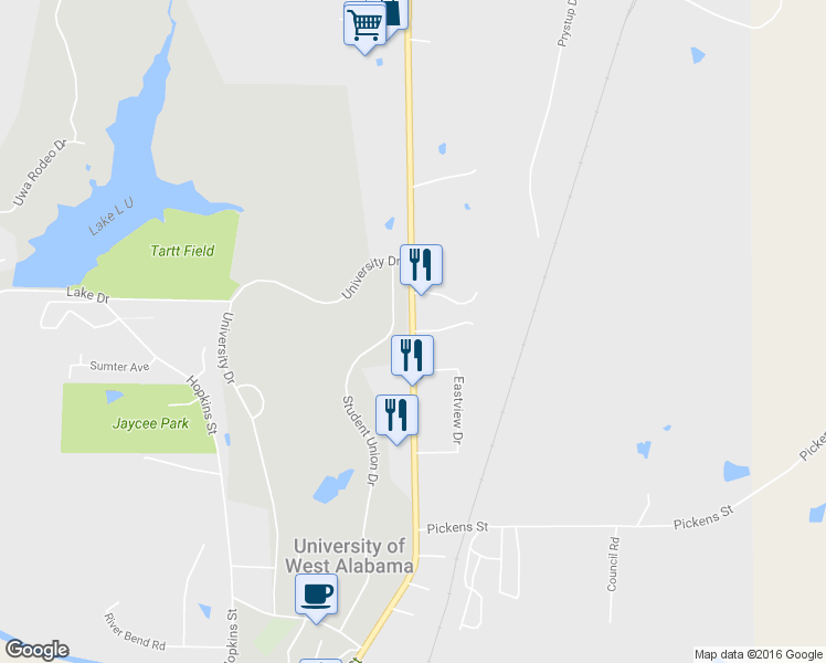 map of restaurants, bars, coffee shops, grocery stores, and more near North Washington Street in Livingston