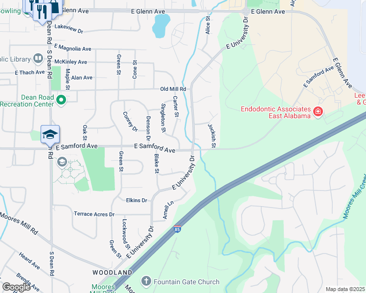 map of restaurants, bars, coffee shops, grocery stores, and more near 381 Singleton Street in Auburn