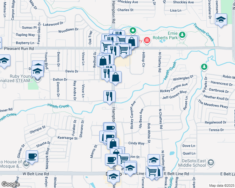 map of restaurants, bars, coffee shops, grocery stores, and more near in DeSoto