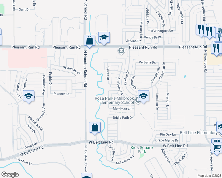 map of restaurants, bars, coffee shops, grocery stores, and more near 2239 Barnett Street in Lancaster