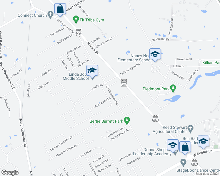 map of restaurants, bars, coffee shops, grocery stores, and more near 200 Rock Tree Court in Mansfield