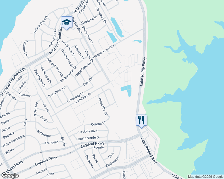 map of restaurants, bars, coffee shops, grocery stores, and more near 7112 Playa Imperial Ln in Grand Prairie