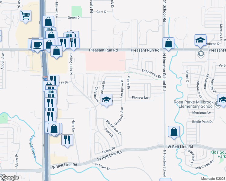 map of restaurants, bars, coffee shops, grocery stores, and more near 2830 Saint Thomas Lane in Lancaster