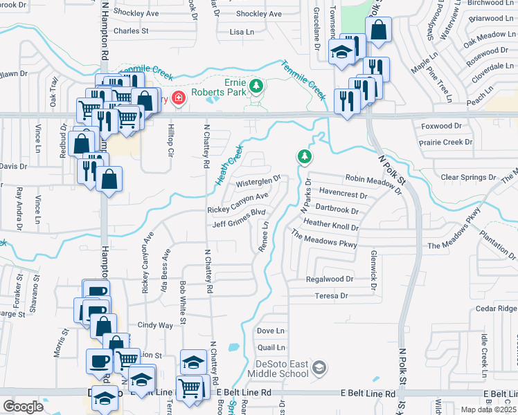 map of restaurants, bars, coffee shops, grocery stores, and more near 541 Jeff Grimes Boulevard in DeSoto