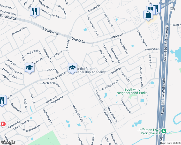 map of restaurants, bars, coffee shops, grocery stores, and more near 600 Sassafras Rd in Arlington