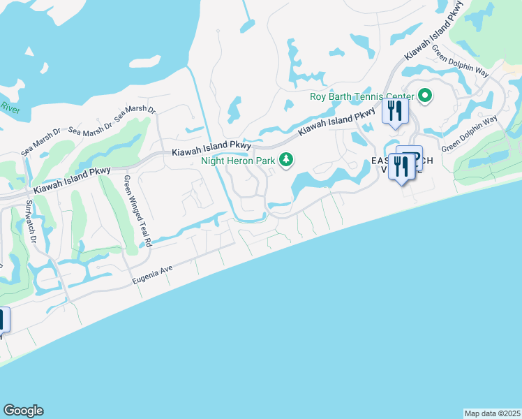 map of restaurants, bars, coffee shops, grocery stores, and more near 4137 Bulrush Lane in Johns Island