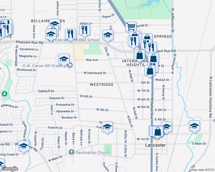 map of restaurants, bars, coffee shops, grocery stores, and more near 538 8th Street in Lancaster