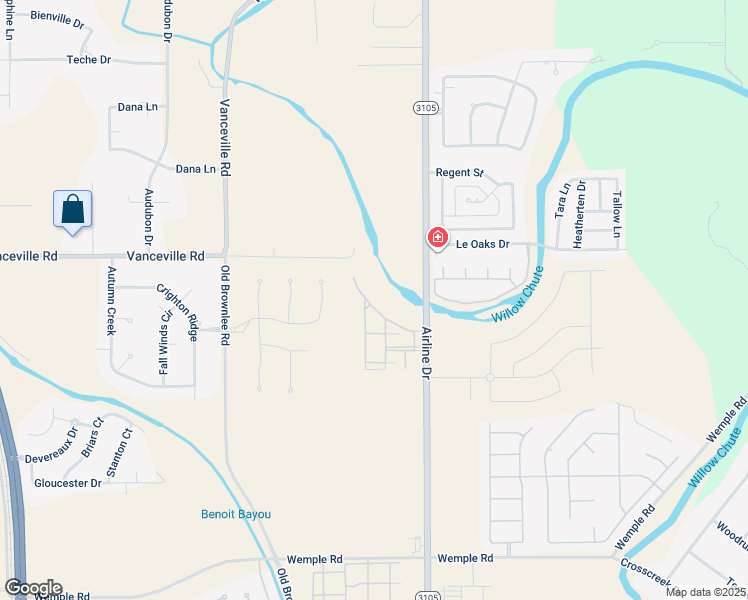 map of restaurants, bars, coffee shops, grocery stores, and more near 1316 Hunter Crossing in Bossier City