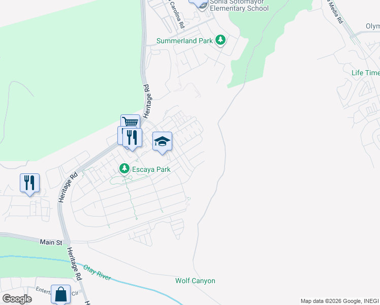 map of restaurants, bars, coffee shops, grocery stores, and more near 1242 Camino Prado in Chula Vista