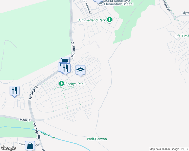 map of restaurants, bars, coffee shops, grocery stores, and more near 1242 Camino Prado in Chula Vista