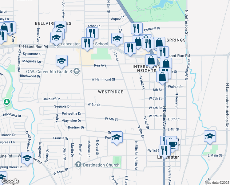 map of restaurants, bars, coffee shops, grocery stores, and more near 538 8th Street in Lancaster