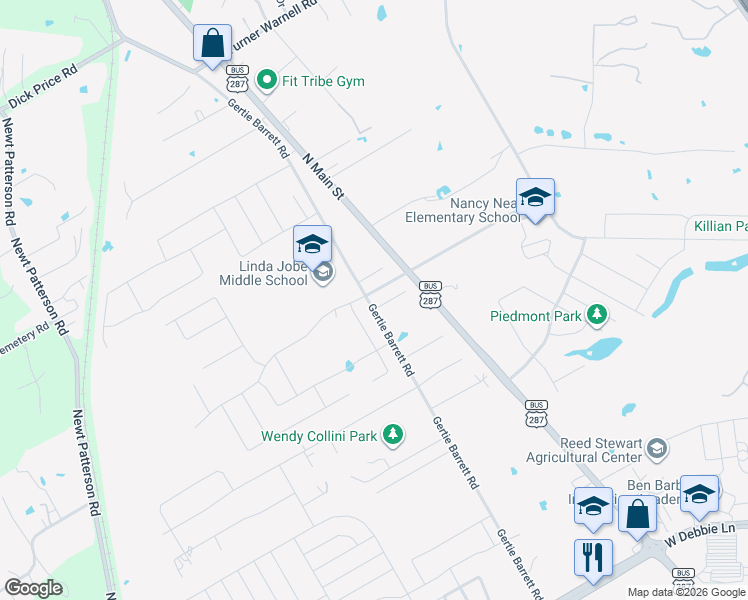 map of restaurants, bars, coffee shops, grocery stores, and more near 201 Rock Tree Court in Mansfield