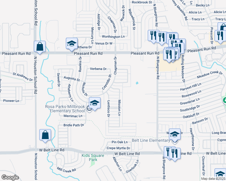 map of restaurants, bars, coffee shops, grocery stores, and more near 1938 Tulia Street in Lancaster