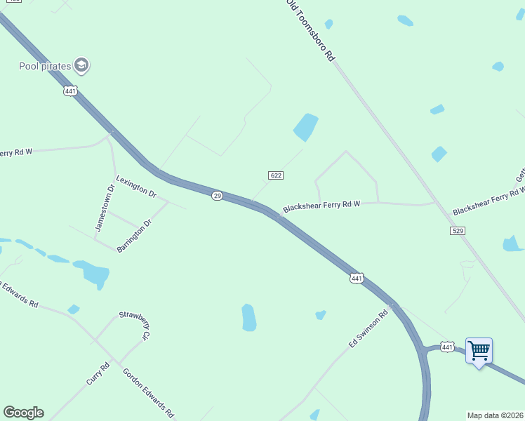 map of restaurants, bars, coffee shops, grocery stores, and more near 2111 Georgia 29 in Dublin